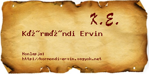 Körmöndi Ervin névjegykártya