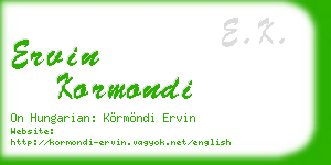 ervin kormondi business card
